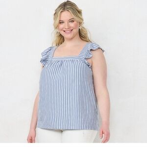 Plus Size LC Lauren Conrad Ruffle Swing Top Striped